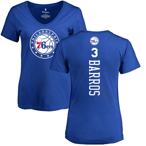 NBA Women's Nike Philadelphia 76ers #3 Dana Barros Royal Blue Backer T-Shirt