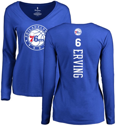 NBA Women's Nike Philadelphia 76ers #6 Julius Erving Royal Blue Backer Long Sleeve T-Shirt