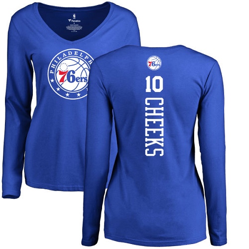 NBA Women's Nike Philadelphia 76ers #10 Maurice Cheeks Royal Blue Backer Long Sleeve T-Shirt