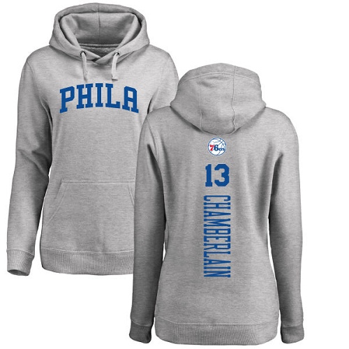 NBA Women's Nike Philadelphia 76ers #13 Wilt Chamberlain Ash Backer Pullover Hoodie