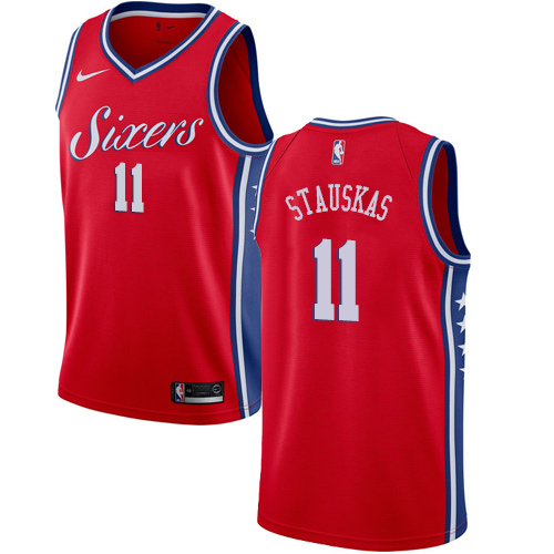 Men's Nike Philadelphia 76ers #11 Nik Stauskas Swingman Red Alternate NBA Jersey Statement Edition