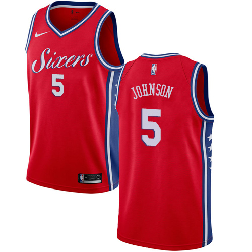 Men's Nike Philadelphia 76ers #5 Amir Johnson Swingman Red Alternate NBA Jersey Statement Edition