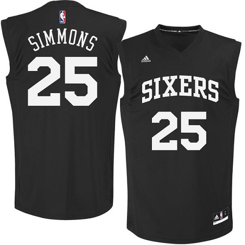 Men's Adidas Philadelphia 76ers #25 Ben Simmons Authentic Black Fashion NBA Jersey