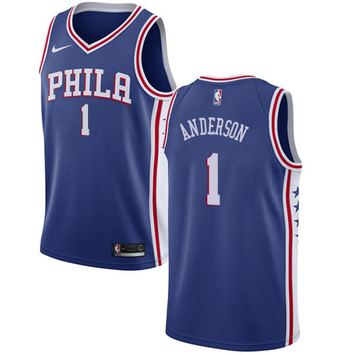 Youth Nike Philadelphia 76ers #1 Justin Anderson Swingman Blue Road NBA Jersey - Icon Edition
