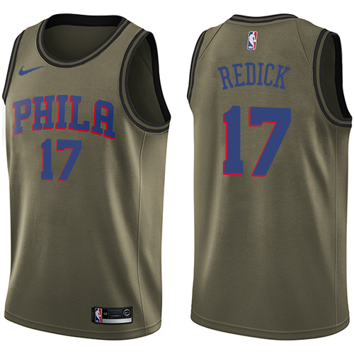 Men's Nike Philadelphia 76ers #17 JJ Redick Swingman Green Salute to Service NBA Jersey