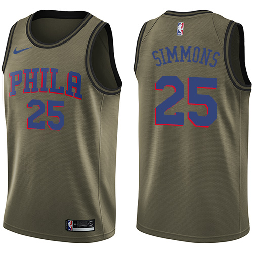 Youth Nike Philadelphia 76ers #25 Ben Simmons Swingman Green Salute to Service NBA Jersey