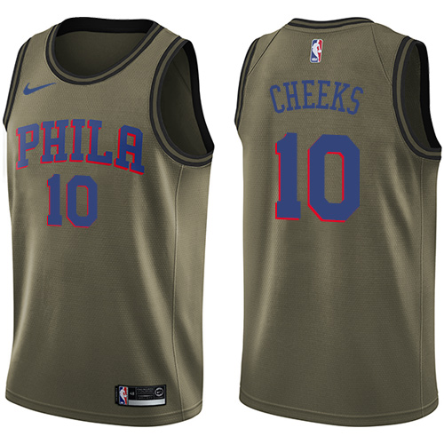 Men's Nike Philadelphia 76ers #10 Maurice Cheeks Swingman Green Salute to Service NBA Jersey