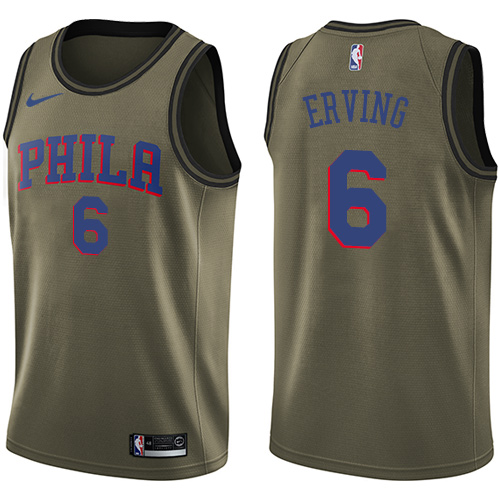 Men's Nike Philadelphia 76ers #6 Julius Erving Swingman Green Salute to Service NBA Jersey