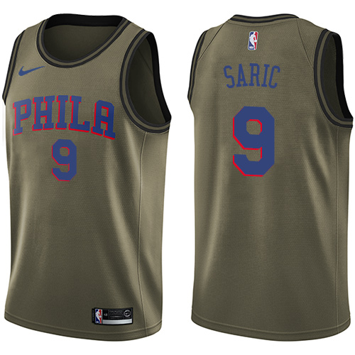 Men's Nike Philadelphia 76ers #9 Dario Saric Swingman Green Salute to Service NBA Jersey