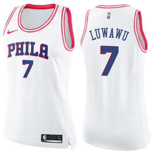 Women's Nike Philadelphia 76ers #7 Timothe Luwawu Swingman White/Pink Fashion NBA Jersey