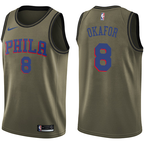 Men's Nike Philadelphia 76ers #8 Jahlil Okafor Swingman Green Salute to Service NBA Jersey