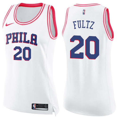 Women's Nike Philadelphia 76ers #20 Markelle Fultz Swingman White/Pink Fashion NBA Jersey