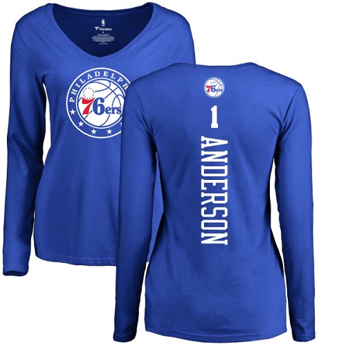 NBA Women's Nike Philadelphia 76ers #1 Justin Anderson Royal Blue Backer Long Sleeve T-Shirt