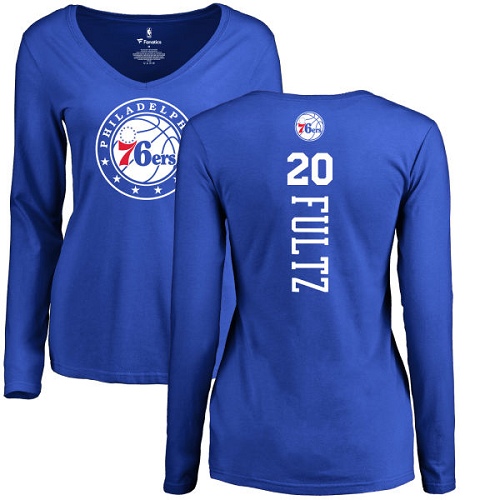 NBA Women's Nike Philadelphia 76ers #20 Markelle Fultz Royal Blue Backer Long Sleeve T-Shirt