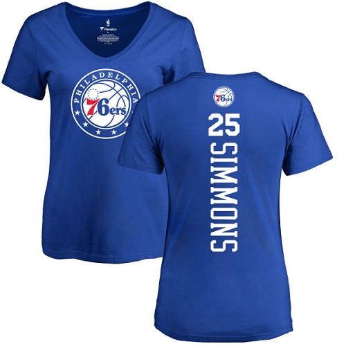 NBA Women's Nike Philadelphia 76ers #25 Ben Simmons Royal Blue Backer T-Shirt