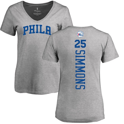 NBA Women's Nike Philadelphia 76ers #25 Ben Simmons Ash Backer T-Shirt