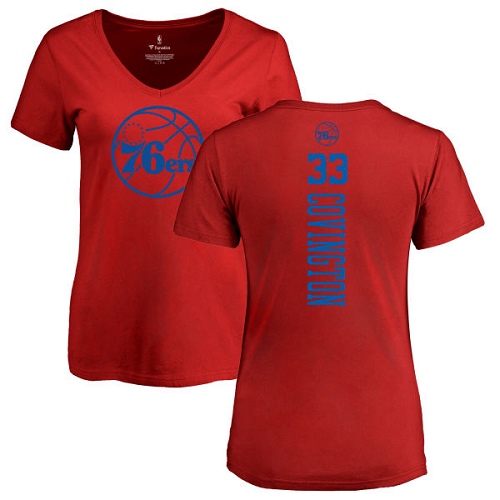 NBA Women's Nike Philadelphia 76ers #33 Robert Covington Red One Color Backer Slim-Fit V-Neck T-Shirt