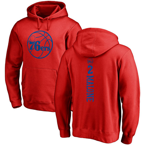 NBA Nike Philadelphia 76ers #2 Moses Malone Red One Color Backer Pullover Hoodie