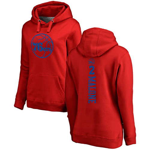 NBA Women's Nike Philadelphia 76ers #2 Moses Malone Red One Color Backer Pullover Hoodie