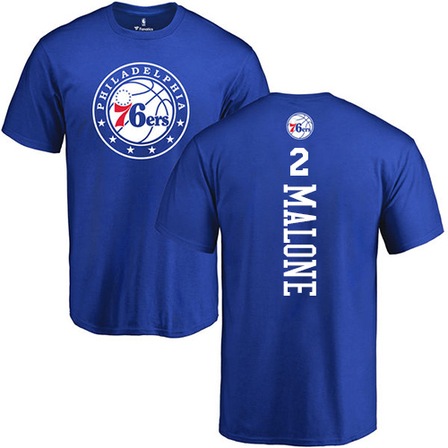 NBA Nike Philadelphia 76ers #2 Moses Malone Royal Blue Backer T-Shirt