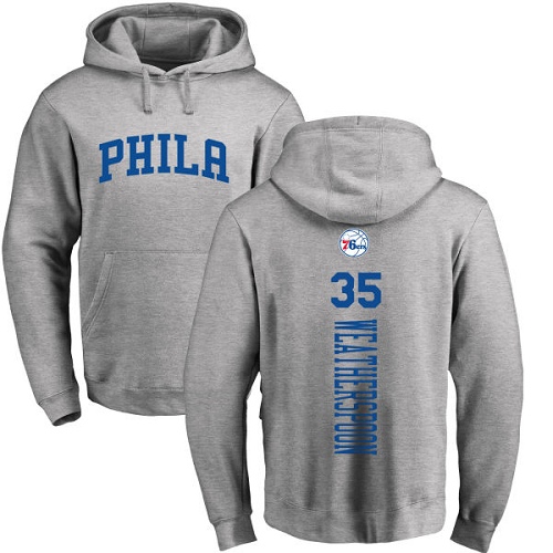 NBA Nike Philadelphia 76ers #35 Clarence Weatherspoon Ash Backer Pullover Hoodie