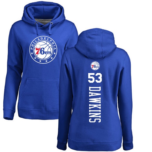NBA Women's Nike Philadelphia 76ers #53 Darryl Dawkins Royal Blue Backer Pullover Hoodie