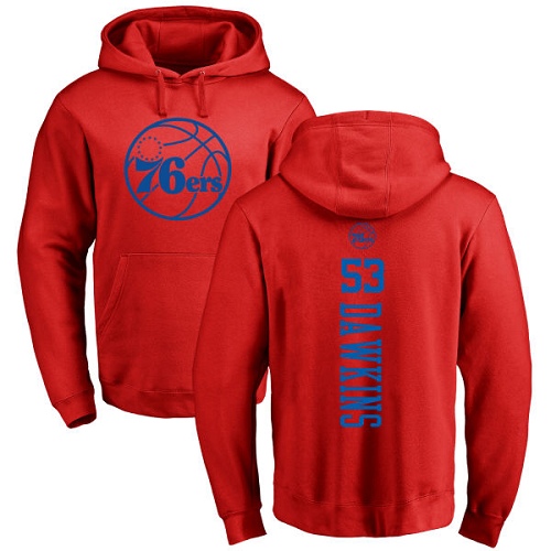 NBA Nike Philadelphia 76ers #53 Darryl Dawkins Red One Color Backer Pullover Hoodie