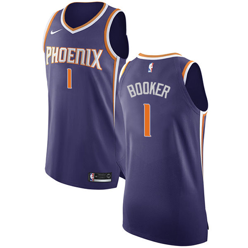 Men's Nike Phoenix Suns #1 Devin Booker Authentic Purple Road NBA Jersey - Icon Edition