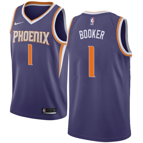 Men's Nike Phoenix Suns #1 Devin Booker Swingman Purple Road NBA Jersey - Icon Edition