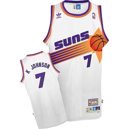 Men's Adidas Phoenix Suns #7 Kevin Johnson Swingman White Throwback NBA Jersey