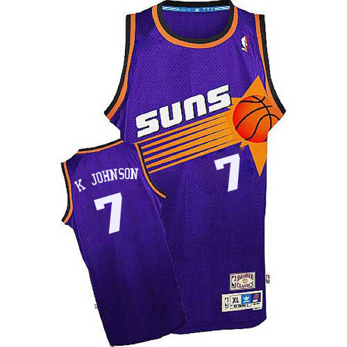 Men's Adidas Phoenix Suns #7 Kevin Johnson Authentic Purple Throwback NBA Jersey