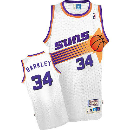 Men's Mitchell and Ness Phoenix Suns #34 Charles Barkley Authentic White Throwback NBA Jersey