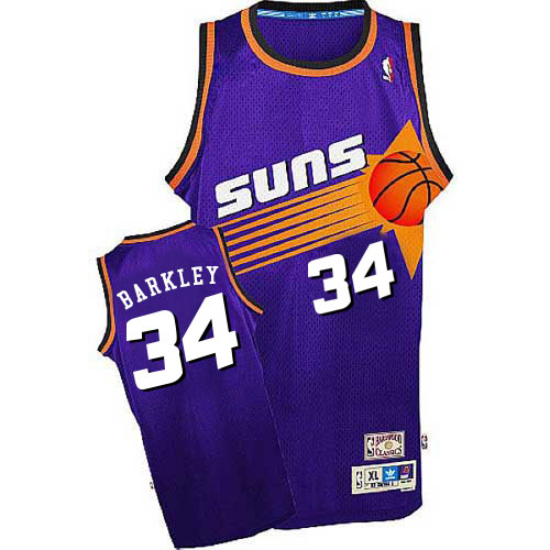 Men's Mitchell and Ness Phoenix Suns #34 Charles Barkley Authentic Purple Throwback NBA Jersey