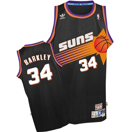 Men's Adidas Phoenix Suns #34 Charles Barkley Authentic Black Throwback NBA Jersey