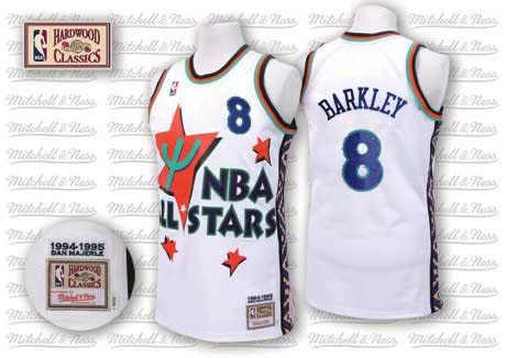 Men's Adidas Phoenix Suns #8 Charles Barkley Authentic White 1995 All Star Throwback NBA Jersey