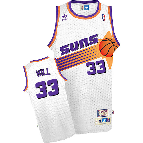 Men's Adidas Phoenix Suns #33 Grant Hill Authentic White Throwback NBA Jersey