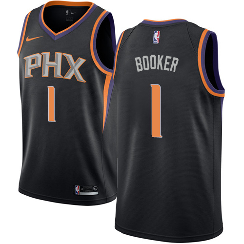 Youth Nike Phoenix Suns #1 Devin Booker Authentic Black Alternate NBA Jersey Statement Edition