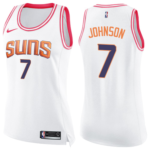Women's Nike Phoenix Suns #7 Kevin Johnson Swingman White/Pink Fashion NBA Jersey