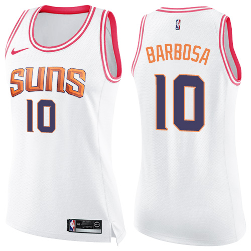 Women's Nike Phoenix Suns #10 Leandro Barbosa Swingman White/Pink Fashion NBA Jersey