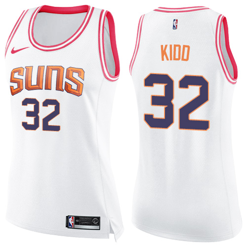 Women's Nike Phoenix Suns #32 Jason Kidd Swingman White/Pink Fashion NBA Jersey