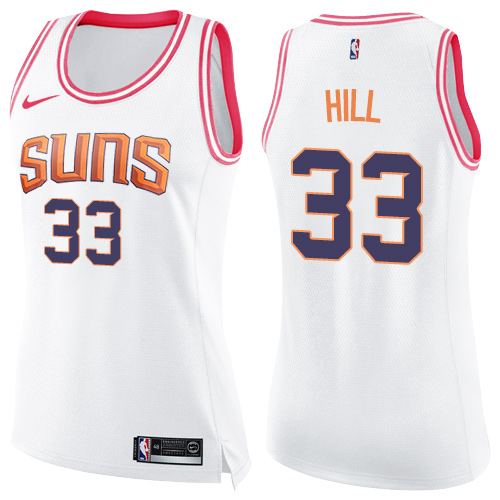 Women's Nike Phoenix Suns #33 Grant Hill Swingman White/Pink Fashion NBA Jersey