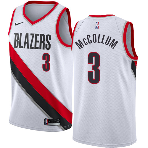 Men's Nike Portland Trail Blazers #3 C.J. McCollum Authentic White Home NBA Jersey - Association Edition