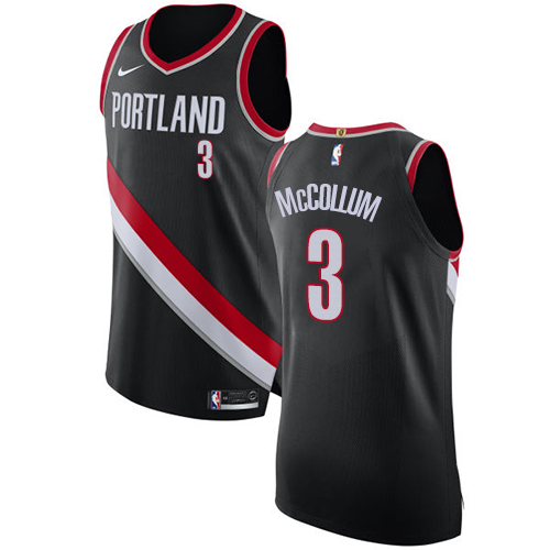 Men's Nike Portland Trail Blazers #3 C.J. McCollum Authentic Black Road NBA Jersey - Icon Edition