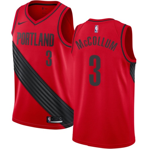 Men's Nike Portland Trail Blazers #3 C.J. McCollum Authentic Red Alternate NBA Jersey Statement Edition