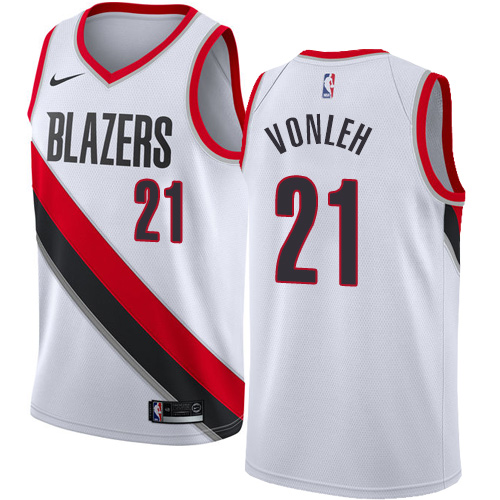 Men's Nike Portland Trail Blazers #21 Noah Vonleh Authentic White Home NBA Jersey - Association Edition