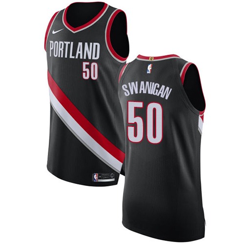 Men's Nike Portland Trail Blazers #50 Caleb Swanigan Authentic Black Road NBA Jersey - Icon Edition