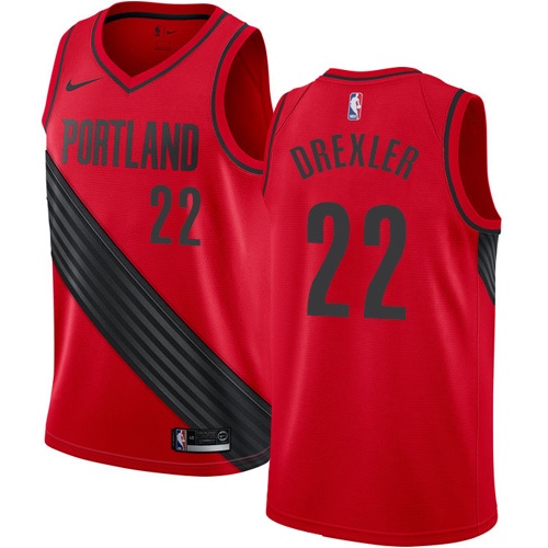 Men's Nike Portland Trail Blazers #22 Clyde Drexler Authentic Red Alternate NBA Jersey Statement Edition