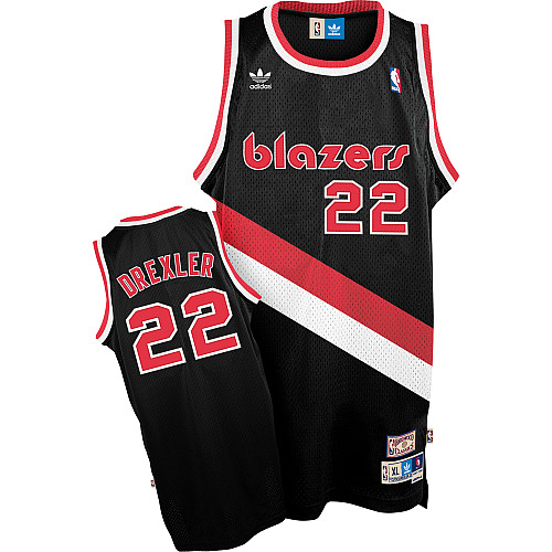 Men's Adidas Portland Trail Blazers #22 Clyde Drexler Swingman Black Throwback NBA Jersey