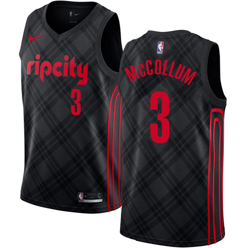 Men's Nike Portland Trail Blazers #3 C.J. McCollum Authentic Black NBA Jersey - City Edition