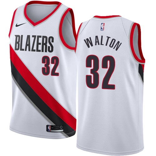 Men's Nike Portland Trail Blazers #32 Bill Walton Authentic White Home NBA Jersey - Association Edition